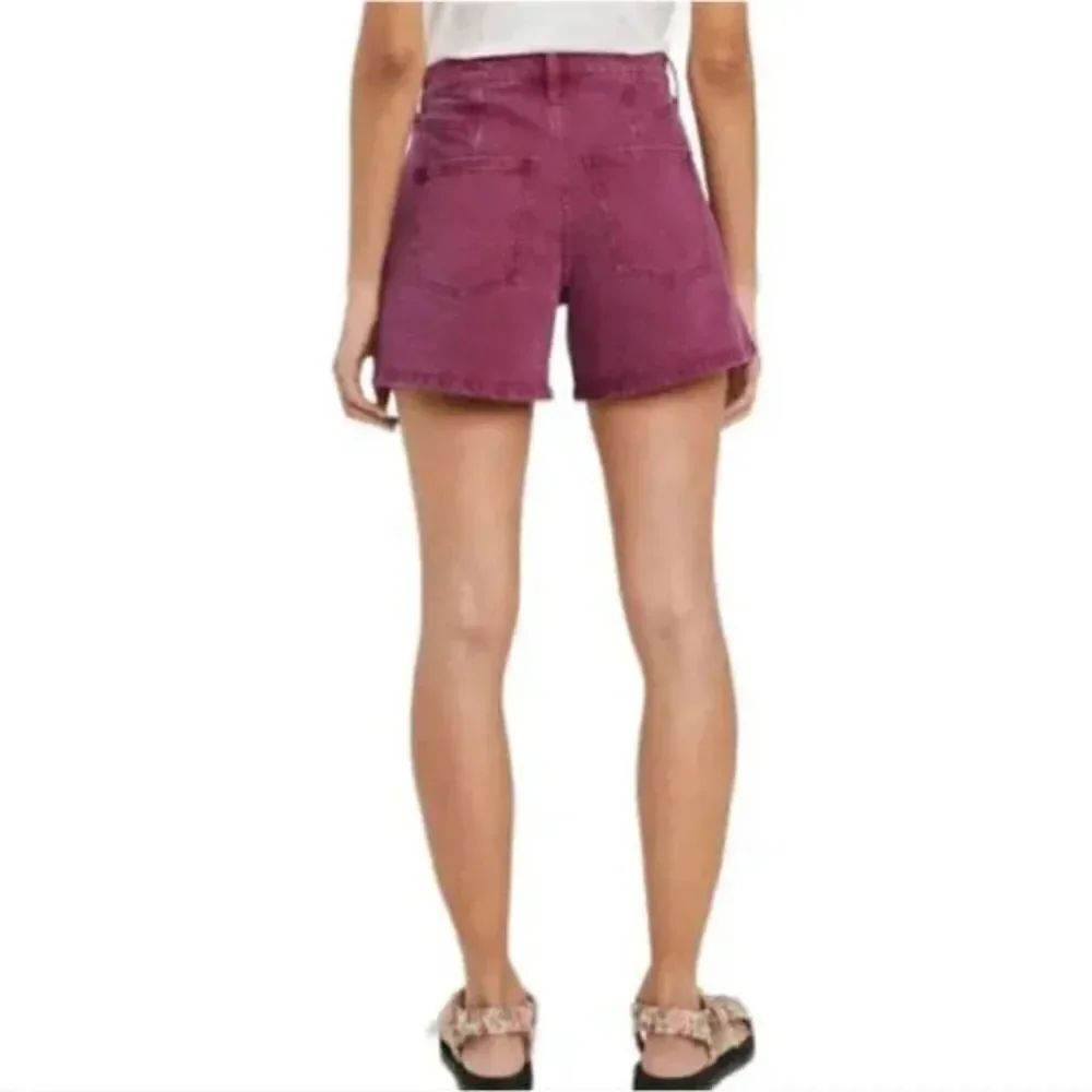 Target Womens Size 25 Purple Cotton High Rise Midi Denim Jean Shorts Pintuck